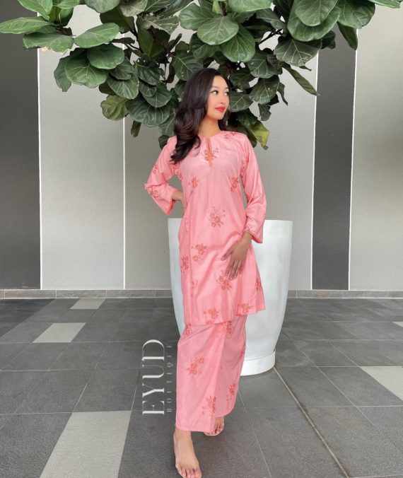 Natasha Luxe Peach Pink Kurung Eyune Fashion