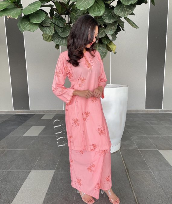 Natasha Luxe Peach Pink Kurung Eyune Fashion