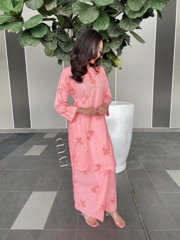 Natasha Luxe Peach Pink Kurung Eyune Fashion