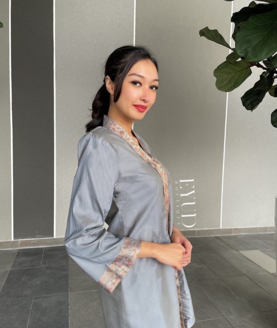 Merrissa Grey Kurung Saree Eyune Fashion